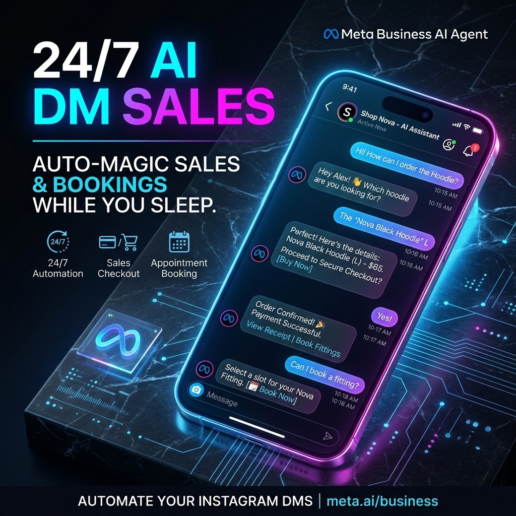 Meta Business AI Agent 1:1 Social Graphic for Instagram and LinkedIn